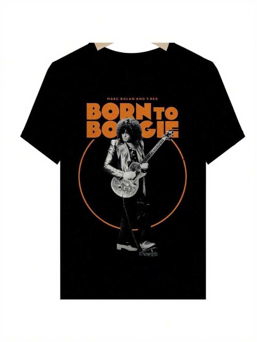 Camiseta Vintage de la Banda de Rock T-Rex de Marc Bolan - Diseño Gráfico del Álbum Born to Run y Pose de Guitarra, Marc Bolan con Diseño T-REX, Camiseta Negra Unisex para Hombres y Mujeres (Tallas S-5XL), Ropa Retro para Fanáticos de la Música de los 60s/70s. Una camiseta de manga corta adecuada para el hogar, uso diario, fiestas y viajes-perfecta como regalo para amigos o familiares. - Negro - Ver 1