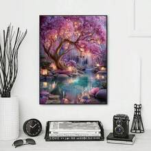 1件装DIY钻石画套装 - 精美风景图案DIY钻石画套装，圆形钻石，马赛克艺术工艺品，适合初学者，家居墙面装饰，独特礼物，不含画框 - 無框 - 查看 3