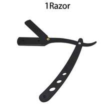 Set Of Men'S Straight Razors With Folding Design For Shaving And Hair Removal, Complete With Blades - Black - View 17