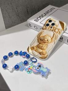 Disney Has Authorized, Phone Case - Chain Set, The Stitch Lilo & Stitch 3D Phone Case Plus A Silicone 3D Stitch Bracelet With Metallic Ring Removable Bracelet, Stitch And Angel Pattern, Compatible With Iphone17/16/15/14/13/12/11/XS/XR/X Plus Pro Max, A Stylish Cartoon Phone Case, The Perfect Gift Choice, Phone Protection, Durable Phone Cover, Great Gift For Friends And Family. - 白色 - 查看 5