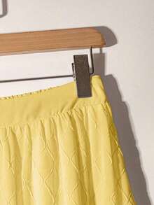 Falda plisada de línea A de gasa versátil y elegante para uso diario, de estilo de moda para mujer, verano - Amarillo - Ver 5