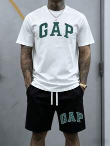 Bold Letter Graphic Symbolizing Confidence And Modern Street Attitude Men's Short Sleeve TShirt & Shorts Set 2pcs Set Casual Streetwear Summer Outfit Matching Athleisure Style For Daily Comfort And Fashion - 白色 - 查看 8