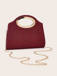 AIBBYDAR Women's Evening Bag, Burgundy Glitter Pleated Handbag, Suitable For Evening Dress, Holiday, Business Commute, Versatile Shoulder Bag, Portable Cosmetic Bag, Wallet, Casual, Minimalist, Ball, Party, Festival Gathering - Màu Đỏ Sâu - Xem 5