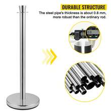 VEVOR Crowd Control Stanchion, Set Of 2 Pieces Stanchion Set, Stanchion Set With 5 Ft/1.5 M Black Velvet Rope, Silver Crowd Control Barrier With Sturdy Concrete And Metal Base - Easy Connect Assembly - 5 Ft/1.5 M - View 2