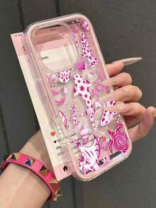 1pc Fashion Creative Full-Screen Pink Floral Whale, Sea Turtle, Shell, Starfish Pattern Phone Case, Dual-Color TPU Anti-Drop Soft Shell Compatible With Apple 11/12/13/14/14Plus/15/15Plus/16/16Plus/17/17Pro - Multicolor - View 2