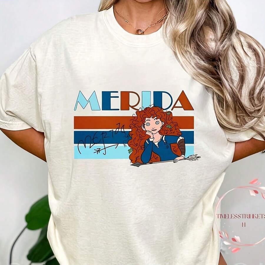 R Merida Princess Brave Merida Vintage Family Matching Park Ouit Idea - Blanco - Ver 1