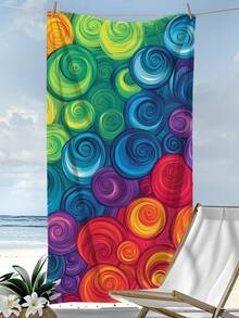 [Portable Quick-Dry Soft] Summer Absorbent Microfiber Beach Towel | 70*140/90*180cm With Storage Bag | Colorful Swirl Circle Pattern Print | Suitable For Swimming, Bathroom Decor, Beach Use, Camping, Fitness, Travel - Multicolor - View 10