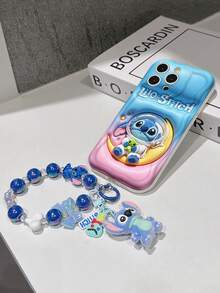 Disney Lilo & Stitch Phone Case With Stitch Charm And Stitch Lanyard - Cute Stitch Protective Case With Astronaut And Moon Gradient Design, Equipped With Delicate Stitch Decorative Lanyard And Beaded Bracelet For Easy Carrying, Compatible With IPhone 17, 16, 15, 14, 13, 12, 11 Pro Series, Ideal For Birthdays, Holidays, Anniversaries, Graduation Gifts, Or Any Special Occasion To Surprise Family, Friends, Classmates, And Loved Ones. - 白色 - 查看 7