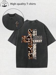 Camiseta de estampado retro con lavado vintage para mujeres - algodón de 230 g, cuello redondo con estilo urbano retro, se puede lavar a máquina, ideal para el otoño y el verano, y con un diseño holgado y personalizado para mujeres. - Negro - Ver 8