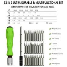 1 Set 32 Mata Obeng Presisi Magnetik 1 In 1 Set Alat Perbaikan Baja CR V Kit Alat Tangan Perbaikan Mata Obeng Pipih Torx Hex Gagang Mini Alat Perawatan DIY Universal untuk Ponsel Komputer Jam Tangan Kacamata Perbaikan Perangkat Elektronik Rumah Tangga - Mengatur - View 7