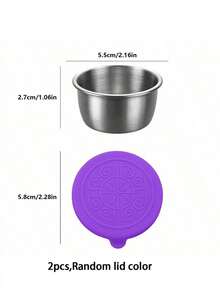 Bộ 2/6 hộp đựng nước sốt salad mang đi, cốc đựng nước sốt bằng thép không gỉ dung tích 1,6 ounce với nắp silicon chống rò rỉ, lý tưởng cho trường học, các chuyến đi và dã ngoại. - Bạc - Xem 11