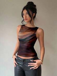 Blusa sin espalda y sin mangas con cuello redondo y lazo para el uso diario y viajes de la mujer - Blanco 3 - Ver 3
