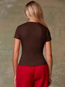 Cárdigan rojo casual para mujer - Marrón - Ver 6