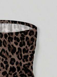 Top bandeau ajustado minimalista casual de mujer, bajo asimétrico, estampado de lunares, conjunto de verano - Multicolor 3 - Ver 5