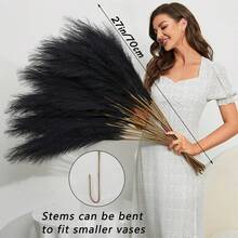 28 pièces Herbe de Pampa artificielle de 27,5 po/70 cm - Décoration d'intérieur sans chute, fleurs de mariage bohème, herbe artificielle moelleuse pour grand vase de sol, centres de table de baby shower, chambre à coucher - Beige - Voir 2