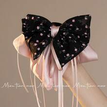 Hair Clips - Pink Floral Ribbon Ponytail Clip - View 10