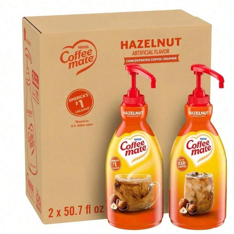 Nestle' Nestle Coffee Mate Coffee Creamer, French Vanilla, Concentrated Liquid Pump Bottle, Non Dairy, No Refrigeration, 50.7 Fl Oz (Pack Of 2) - Hazelnut - View 1