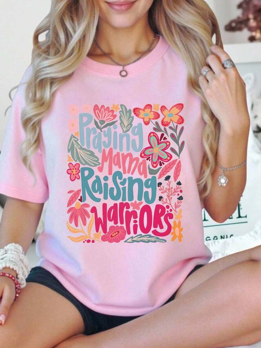 Women's Pink Summer Oversized T-Shirt With "Love You Cherry Much" Phrase And Cherries. Loose-Fitting Round Neck T-Shirt With Printed Text And Cherry Design. - YH412-粉紅色 - View 1