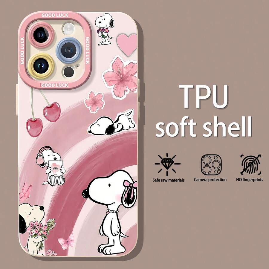 Funda para teléfono con estampado de personajes de Peanuts, compatible con Samsung, Apple, VIVO, OPPO, , Transsion, , y Honor. Fabricada en TPU, ofrece protección contra golpes y caídas. Un regalo ideal para familiares y amigos. - Blanco - Ver 1
