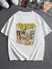 Ilustración colorida que muestra un grupo de adorables perros urbanos con una atmósfera alegre de amistad y aventuras en la ciudad, ideal para transmitir energía positiva y amor por los animales camiseta de mujer  cómoda y casual - Blanco - Ver 3