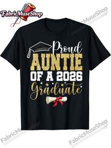 Tía Orgullosa de Graduado de 2026, Camiseta Casual Transpirable, Elegante Top de Verano, Ropa para Exteriores, Perfecta para Hombres y Mujeres, Ideal para Regalo de Halloween, Acción de Gracias, Navidad, Fiestas, Playa y Deportes, Ropa para Exteriores. | Ropa casual para todas las estaciones, TALLAS GRANDES - Negro - Ver 7