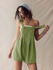 Mono de verano estilo boho, casual y versátil para mujer, con diseño de rayas al estilo western y rave - Verde - Ver 6