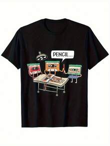 Camiseta Retro de Videojuegos de los 80 para Hombres - Diseño Vintage de Arte Pixelado 8-Bit y Cinta de Casete, Camiseta Nostálgica de los 80 para Convenciones y Uso Casual (Corte Regular) - Personajes Icónicos de Sistemas de Consolas Clásicas - Negro - Ver 7