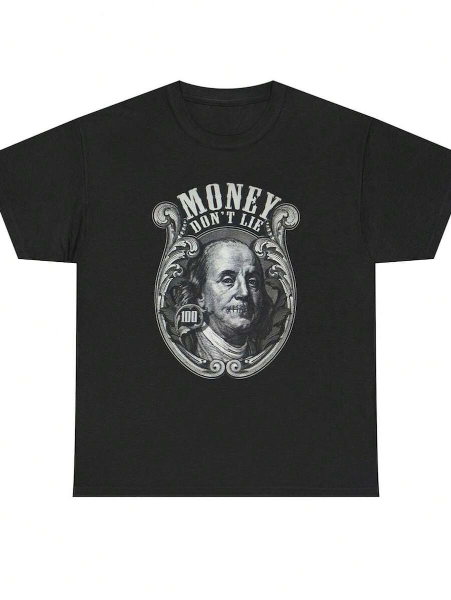 Camiseta "El Dinero No Miente", un top de manga corta unisex adecuado para el hogar, uso diario, fiestas y viajes-perfecto como regalo para amigos o familiares. - Negro - Ver 1