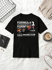 F1 Driver   Team Retro Car Style Cotton T-Shirt - Black - View 6