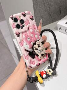 This Disney Mickey Mouse Lanyard Phone Case Is Fully Covered In TPU Material. It's Shockproof, Lightweight, And Compatible With IPhone17/16/11/13/15/15 Plus/15 Pro/15 Pro Max/12/14 Pro Max/11 Pro Max/12 Pro/12 Pro Max/13. This Phone Case Makes A Popular Birthday Gift Or Business Gift; It's Durable, Stain- And Fingerprint Resistant, And Suitable For Both Men And Women. The Set Also Includes A Mickey Mouse Phone Case And A Mickey Mouse Plush Bracelet. It's A Perfect Gift For Friends And Family. This Stylish Phone Case Is Fun, Lightweight, And Durable. IPhone17 Pro Max Phone Case, Minnie Mouse Phone Case. - 白色 - 查看 2