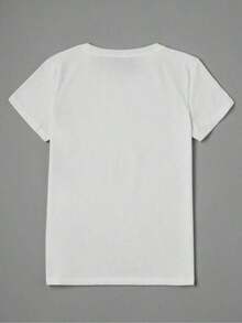 1 Pieza de Camiseta Casual de Moda para Hombres y Mujeres con Diseño de Paisaje de París y Motivo de Amor para el Día de San Valentín, Manga Corta y Cuello Redondo para Mujer. Versátil, fácil de combinar, adecuada para uso diario, estilo urbano, ropa de vacaciones y de fin de semana. - Blanco - Ver 2