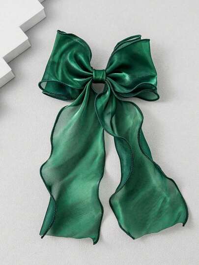 1pc Cute Bow Tassel Hair Clip, Suitable For Toddler Girls, Large Size Hair Accessory, Fits Back Of Head, Suitable For Daily & Holiday Wear