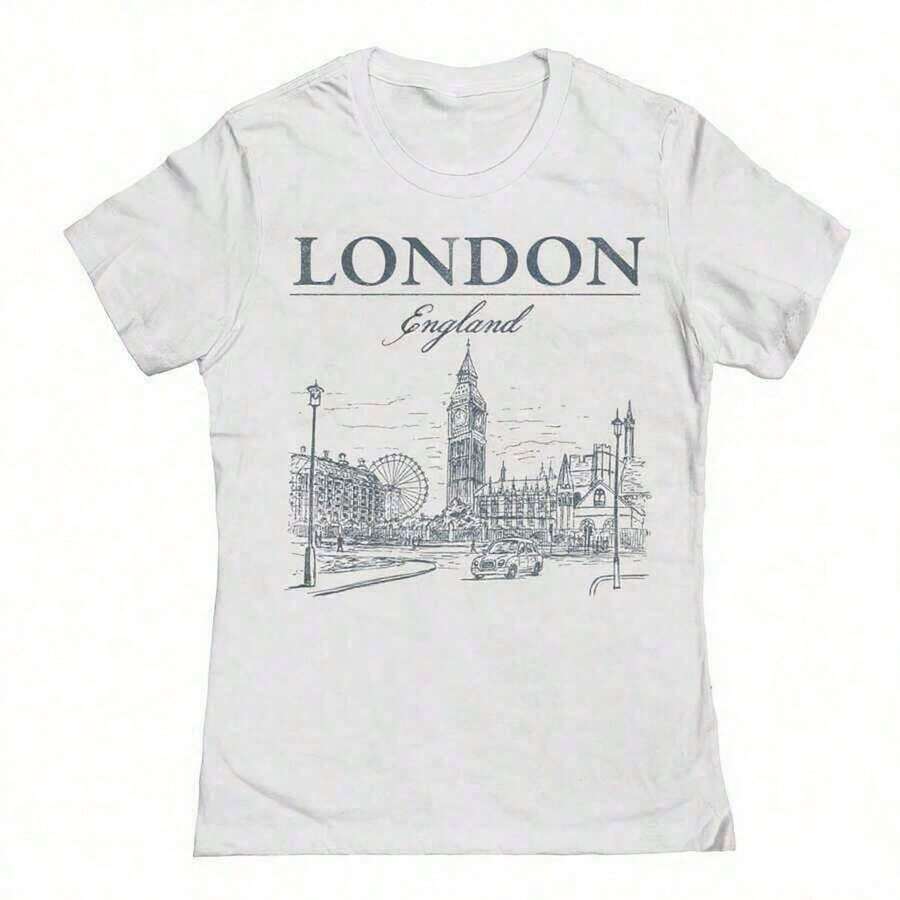 Camiseta ajustada de algodón con diseño gráfico de Social Collective London Tm para mujer, 100% algodón cómodo, camiseta retro unisex de algodón cómoda -K91- de alta calidad - Blanco - Ver 1
