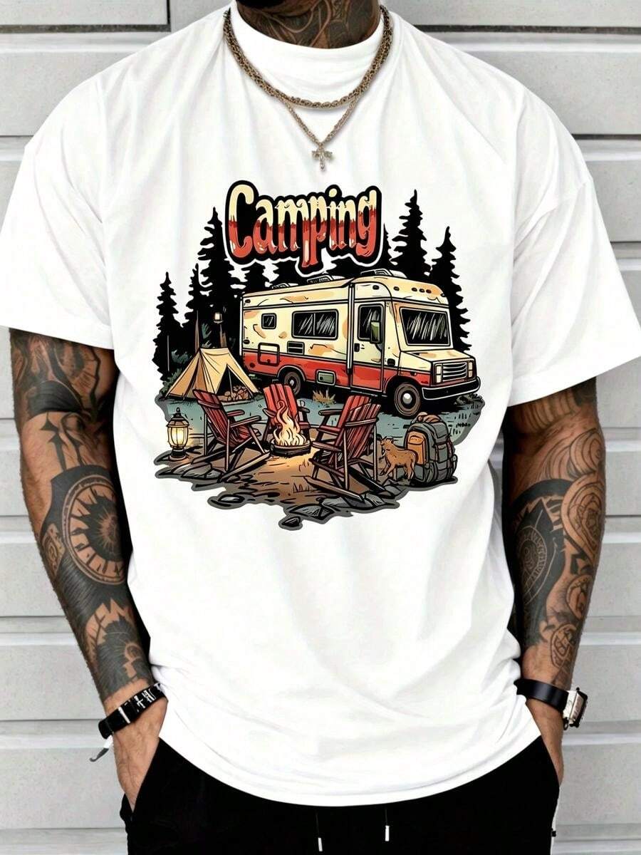 Men'S Short-Sleeve Print Shirt - White - View 1