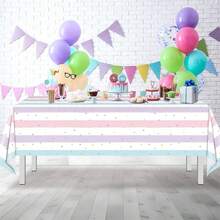 1 pieza Mantel de plástico con diseño de helado de colores para decoración de fiesta, suministros de fiesta de cumpleaños con helado, mantel rectangular desechable con forma de rosquilla adecuado para niños, niñas, fiesta temática de postres, baby shower - multicolor - Ver 1