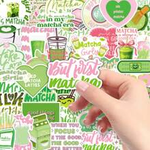 50 st. pastellgröna estetiska klistermärken i koreansk matcha-flicka-stil, kreativa skrivbordsmaterial - Matcha-tjejens estetik - Visa 1