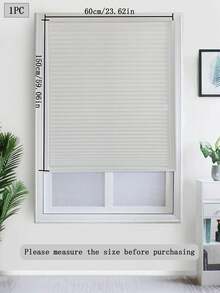 1pc Solid Color Semi-Sheer Pleated Curtain, Lightweight Pleated Curtain With No Drill Holes, Semi-Transparent Solid Color Pleated Curtain, Temporary Blackout Curtain, Adhesive Pleated Curtain, Easy To Cut And Install, Classic Minimalist Design, Suitable For Study, Living Room, Bedroom, Bathroom And Other Windows - Multicolor - View 11