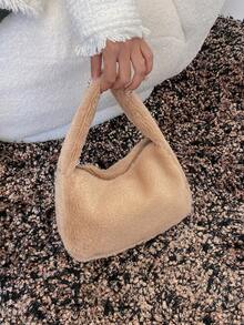 Women's Fluffy Shoulder Bag, Fashionable And Versatile For Daily Commute, Travel, Shopping - Camel - View 2