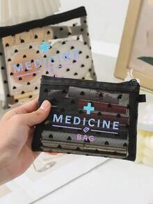 Black Mesh Medical Bag, Heart-Shaped Mesh Zipper Pill Organizer Pouch, Portable Transparent Pill Storage Bag For Vitamins, Supplements And Medical Supplies, Lightweight Travel Medication Bag For Daily Carry, Home, Travel And Outdoor Emergency Use, Ideal Gift For Patients, Nurses, Medication Users And Students, Can Be Used As Medical Bag, Pill Organizer, First Aid Kit And Travel Storage Bag - Multicolor - View 5