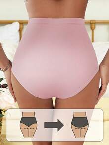 Aesletic 1 pieza de braga de talle alto para mujer con encaje, elástica para evitar deslizamientos, corte alto en la pierna para un color sólido elegante, suave y transpirable - Rosa - Ver 7