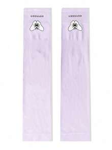 1 Pair Women's Luminous Butterfly Ice Sleeves Sun Protection Long Gloves - Purple - View 5