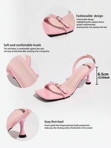 Giày sandal cao gót mũi vuông cho nữ, thoải mái và thanh lịch, có khóa điều chỉnh phía trước và phía sau, mềm mại và thân thiện với da, thời trang và lãng mạn, sandal cao gót quai mảnh màu hồng, cổ điển và đa năng, phù hợp cho hộp đêm, tiệc tùng, hoạt động ngoài trời, đi làm, du lịch, ở nhà, văn phòng, trang phục thường ngày, Ngày của Mẹ, Ngày Valentine, Lễ Tạ ơn, Tết Nguyên đán, Giáng sinh, mùa hè. - Hồng - Xem 7