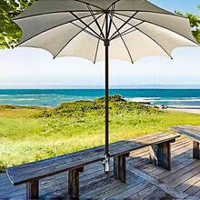 1pc Outdoor Umbrella Clamp, Stainless Steel Deck Umbrella Fixed Bracket, Adjustable Umbrella Deck Mount With Umbrella Hook Accessory Mount To Picnic Table,Railing - Silver - View 6