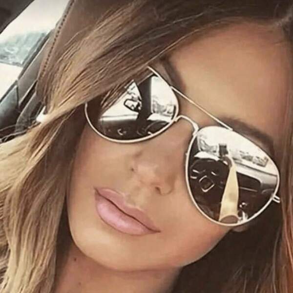 1 New Women's Fashionable Metal Pilot Glasses, Personalized Coated Lenses, Fashionable Outfit Matching Accessories, Suitable For Beach Vacation Outdoor Sports Attire, Give Her Holiday Gifts