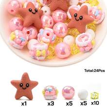 22/24/25pcs Colorful Animal Silicone & Acrylic Beads Set, DIY Jewelry Making Bracelet Necklace Phone Charm & Bag Decor Craft Supplies - Multicolor - View 23