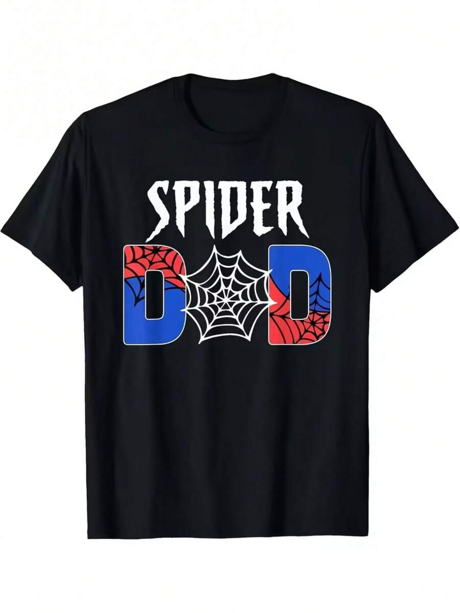 Spider DAD Spidey Birthday Matching Family Christmas T-Shirt, Men's T-Shirt,Funny Graphic T Shirts 100% Cotton Vintage Spider T-Shirt, Gothic Insect Pattern Graphic Tee, Punk Street Style Fashion Shirt, Unisex Soft Short Sleeve Crewneck Tops - Đen 3 - Xem 1