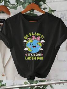 1 Piece Unisex Loose Fit Crew Neck Short Sleeve T-Shirt, 180g, 100% Pure Cotton, Breathable And Soft, Y2K Bababask Style With Modern Graphic Print, Ideal For Women And Men, Perfect For Daily Wear, Festivals, Concerts And All Seasons - 黑色 - 查看 6