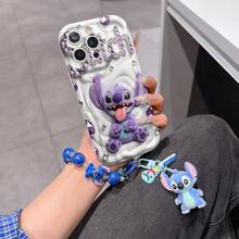 Disney Has Authorized, Phone Case - Chain Set, The Stitch Lilo & Stitch 3D Phone Case Plus A Silicone 3D Stitch Bracelet With Metallic Ring Removable Bracelet, Stitch And Angel Pattern, Compatible With Iphone17/16/15/14/13/12/11/XS/XR/X Plus Pro Max, A Stylish Cartoon Phone Case, The Perfect Gift Choice, Phone Protection, Durable Phone Cover, Great Gift For Friends And Family. - trắng - Xem 6
