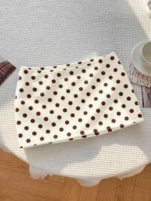 Falda corta de verano informal para mujer con cintura baja de unicolor - Albaricoque 2 - Ver 5