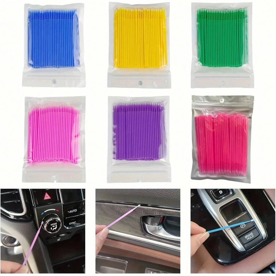 Bộ 500 cọ siêu nhỏ dùng một lần, lông mềm, đầu cọ mảnh, thích hợp cho sơn móng tay, xử lý bề mặt nhỏ, chăm sóc xe hơi và làm mô hình (Hồng/Tím) - A - Xem 1